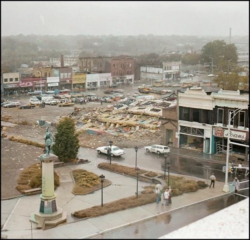 The Andrews Building after implosion in 1977