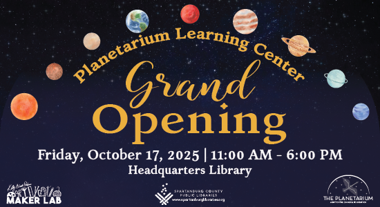 Planetarium Learning Center Grand Opening, Friday, October 17, 2025, 11am-6pm