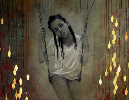 1st Place, 8th Annual Juried Exhibition, Aldo Muzzarelli, "Prejudiced Rain", Mixed Media